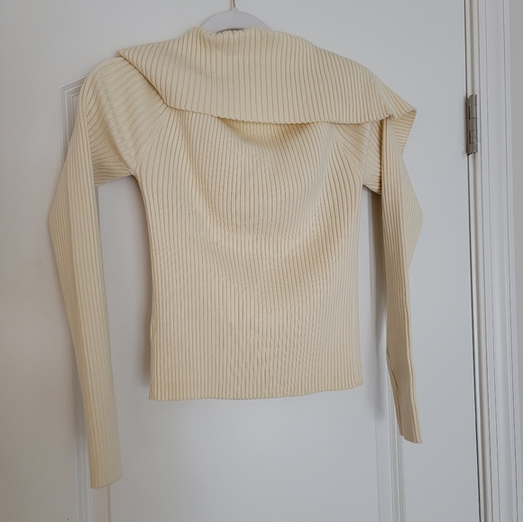 NEW! 🌷 Endless Rose Wide Collar Knit Sweater Ivory Cream Cropped Size Small - Picture 10 of 14
